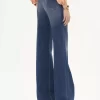 Jeans a zampa a vita alta in denim Jeans a zampa a vita alta in denim