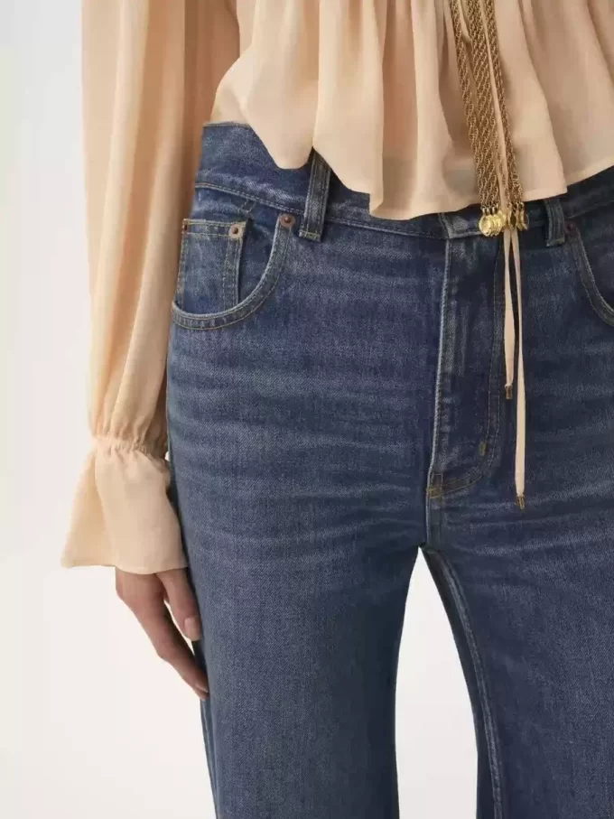 Jeans a zampa a vita alta in denim Jeans a zampa a vita alta in denim