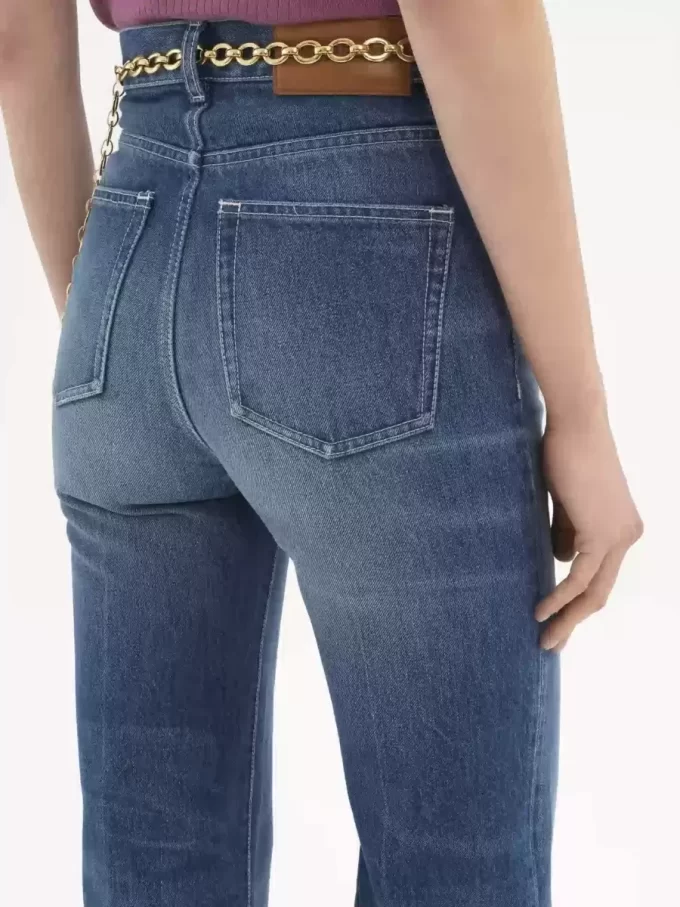 Jeans a zampa a vita alta in denim Jeans a zampa a vita alta in denim