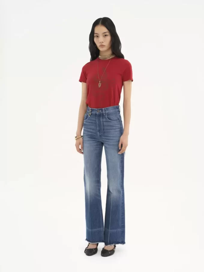 Jeans bootcut a vita alta in denim Jeans bootcut a vita alta in denim
