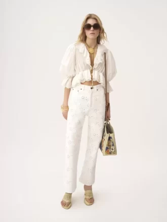 Jeans cropped ricamati in denim Jeans cropped ricamati in denim