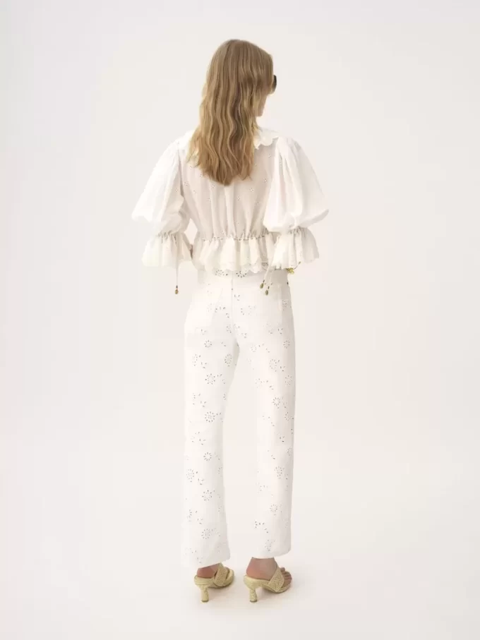 Jeans cropped ricamati in denim Jeans cropped ricamati in denim