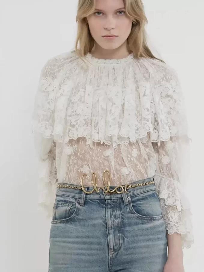 Jeans patchwork svasati in denim Jeans patchwork svasati in denim