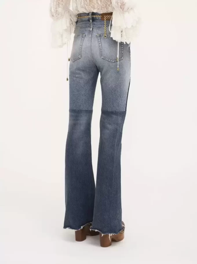 Jeans patchwork svasati in denim Jeans patchwork svasati in denim