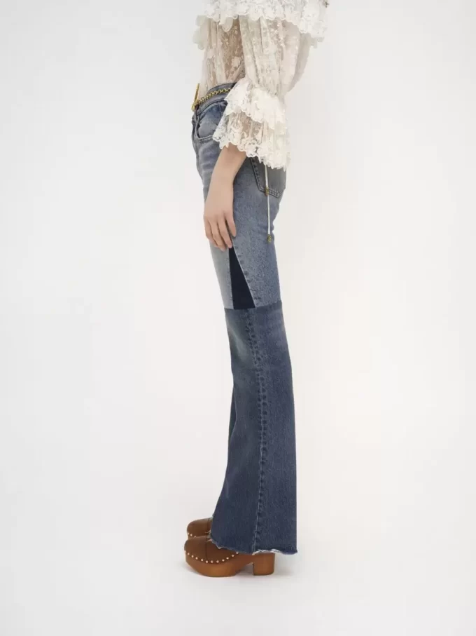Jeans patchwork svasati in denim Jeans patchwork svasati in denim