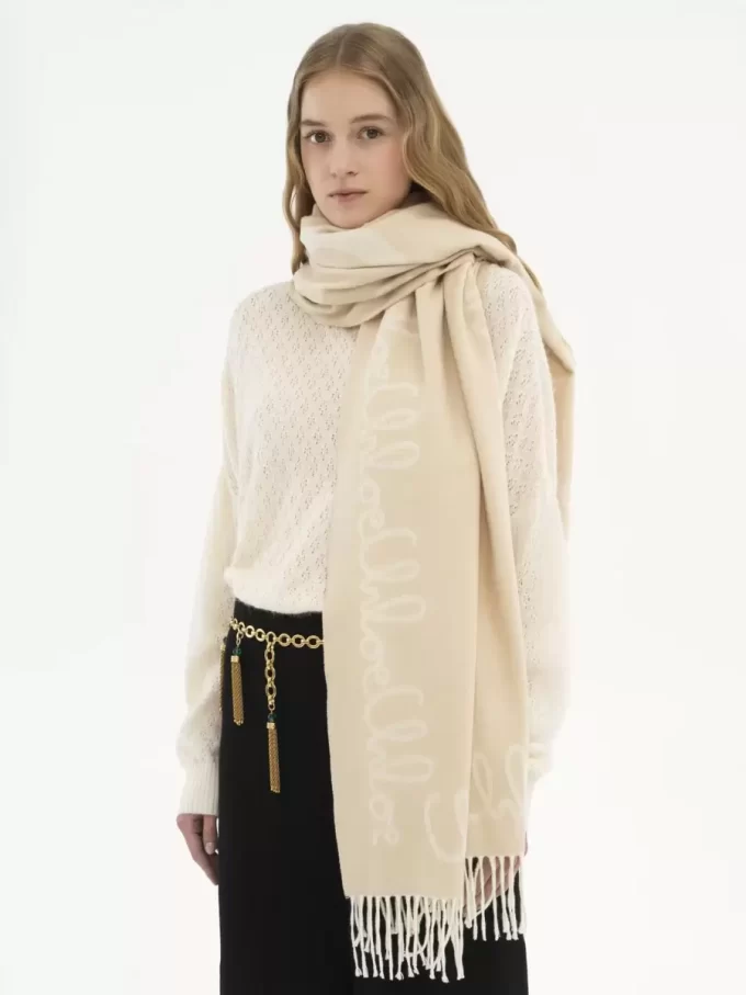 La sciarpa iconica di Chloé in lana jacquard La sciarpa iconica di Chloé in lana jacquard