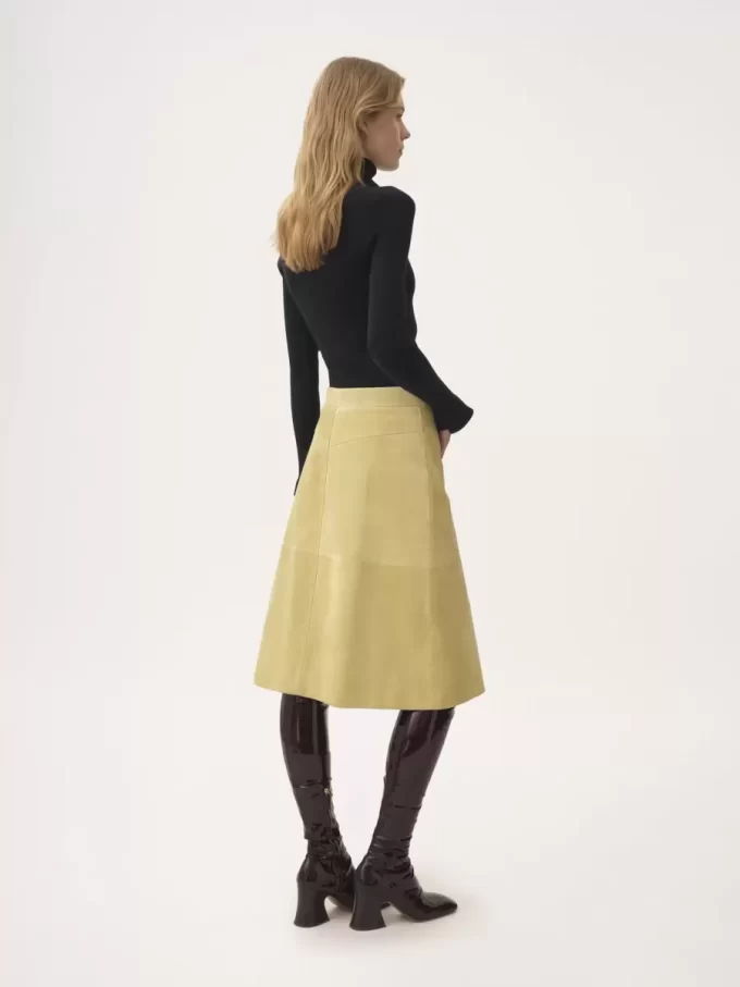 Maglione a collo alto aderente in maglia di cotone e lana