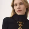 Maglione a collo alto aderente in maglia di cotone e lana