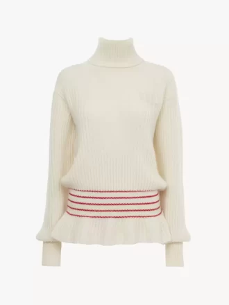 Maglione a collo alto con logo oversize in maglia di lana e mohair