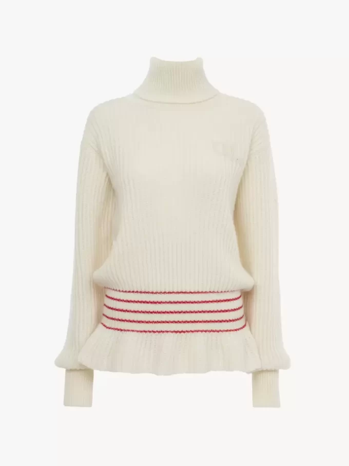 Maglione a collo alto con logo oversize in maglia di lana e mohair
