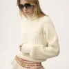 Maglione a collo alto con logo oversize in maglia di lana e mohair