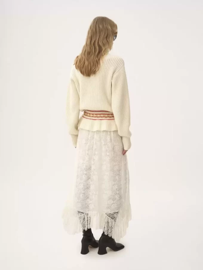 Maglione a collo alto con logo oversize in maglia di lana e mohair