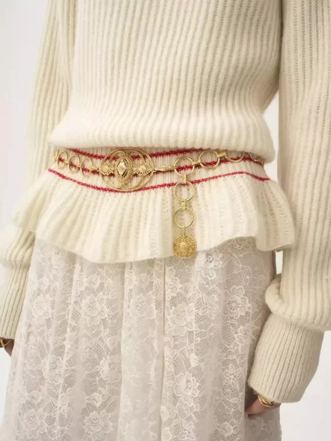 Maglione a collo alto con logo oversize in maglia di lana e mohair
