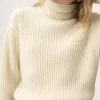Maglione a collo alto con logo oversize in maglia di lana e mohair