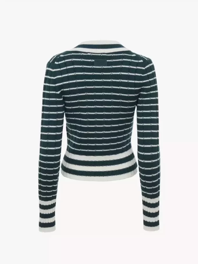 Maglione aderente con scollo a V in maglia di lana merino Maglione aderente con scollo a V in maglia di lana merino