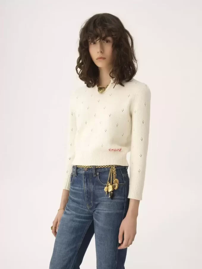 Maglione aderente in maglia di lana e cashmere