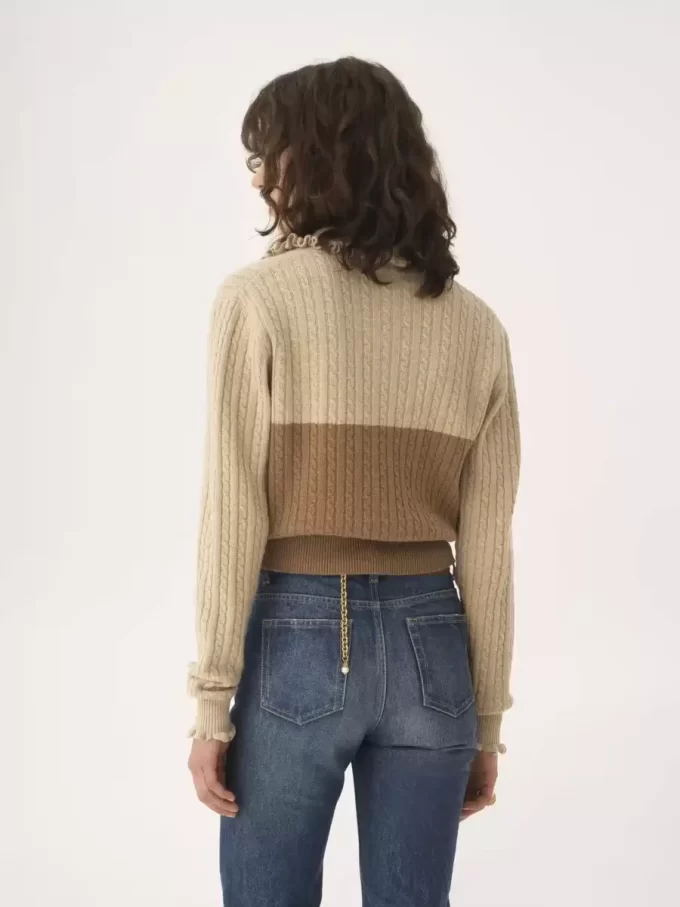 Maglione con colletto in maglia di lana e cashmere