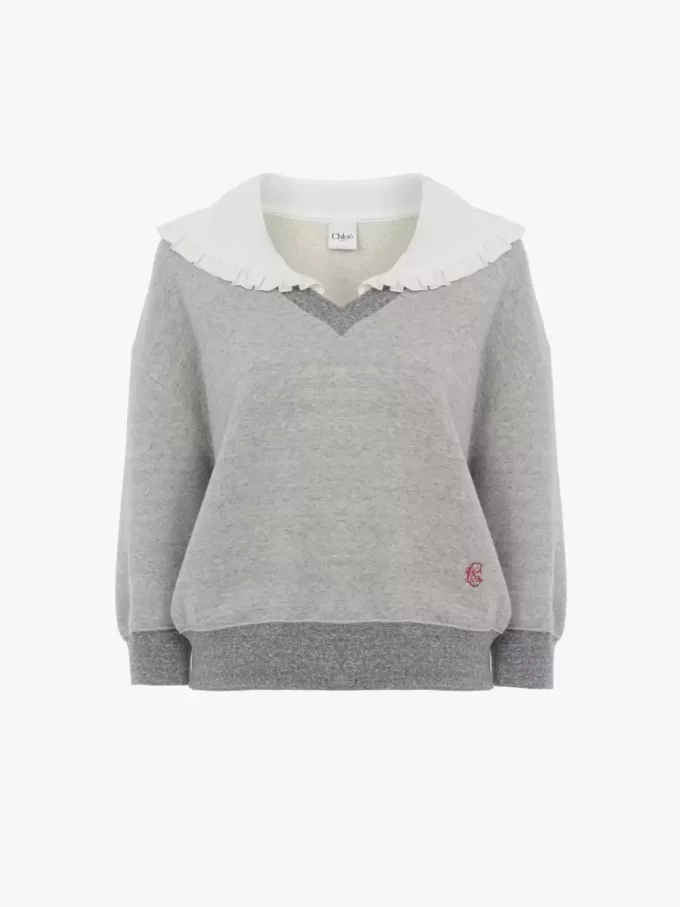 Maglione con collo in pile chiné Maglione con collo in pile chiné