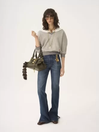 Maglione con collo in pile chiné