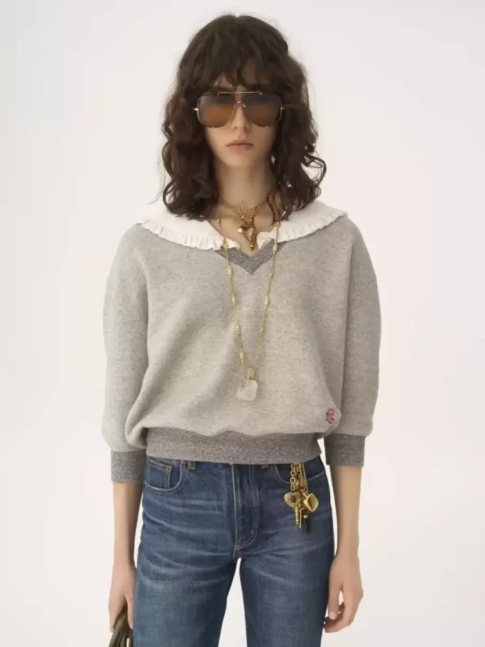 Maglione con collo in pile chiné Maglione con collo in pile chiné