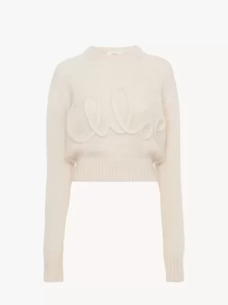 Maglione con logo in lana di alpaca e seta lavorata a maglia Maglione con logo in lana di alpaca e seta lavorata a maglia