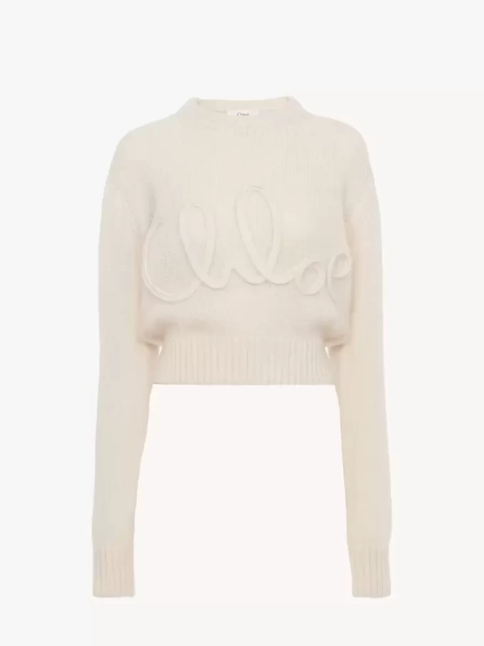 Maglione con logo in lana di alpaca e seta lavorata a maglia