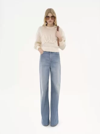 Maglione con logo in lana di alpaca e seta lavorata a maglia Maglione con logo in lana di alpaca e seta lavorata a maglia