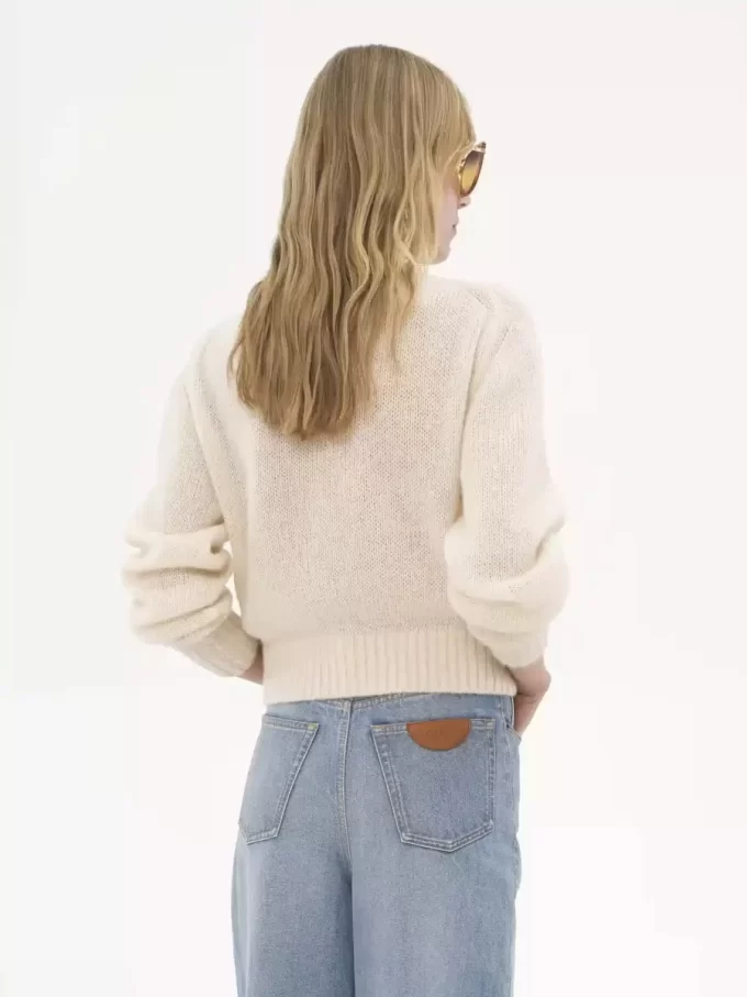 Maglione con logo in lana di alpaca e seta lavorata a maglia
