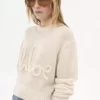 Maglione con logo in lana di alpaca e seta lavorata a maglia