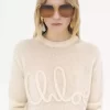 Maglione con logo in lana di alpaca e seta lavorata a maglia