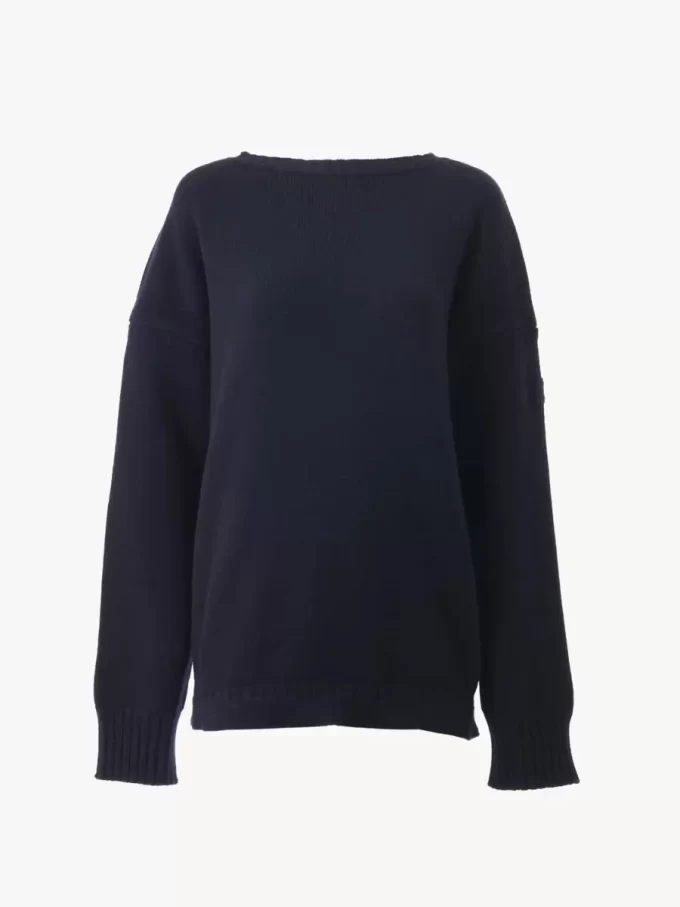 Maglione con logo in maglia di lana e cashmere Maglione con logo in maglia di lana e cashmere