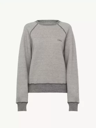 Maglione con logo in misto cotone felpato