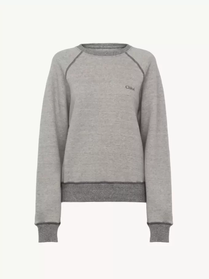 Maglione con logo in misto cotone felpato Maglione con logo in misto cotone felpato