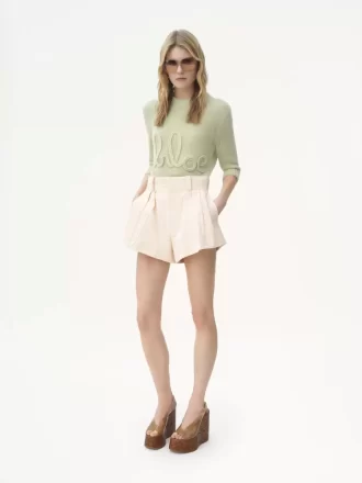 Maglione con logo sulle maniche fino al gomito in maglia di lana di alpaca e seta Maglione con logo sulle maniche fino al gomito in maglia di lana di alpaca e seta