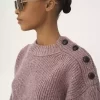 Maglione corto a collo alto in maglia di lana merino Maglione corto a collo alto in maglia di lana merino