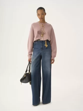 Maglione oversize con logo in pile chiné