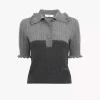 Maglione polo a maniche corte in maglia di lana e cashmere Maglione polo a maniche corte in maglia di lana e cashmere