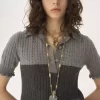 Maglione polo a maniche corte in maglia di lana e cashmere Maglione polo a maniche corte in maglia di lana e cashmere