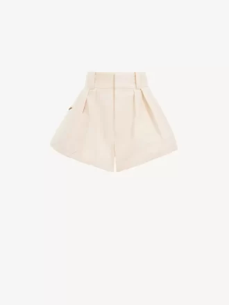 Mini shorts a vita alta in tela di cotone Mini shorts a vita alta in tela di cotone