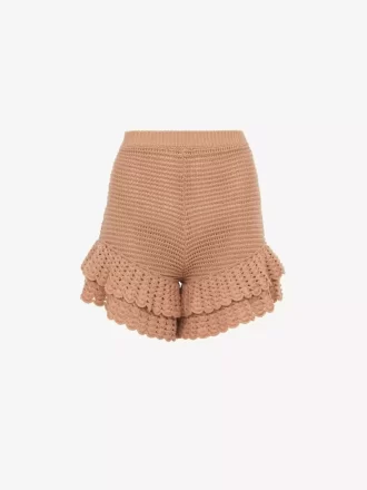 Mini shorts arricciati in maglia all’uncinetto Mini shorts arricciati in maglia all’uncinetto