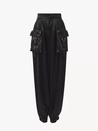 Pantaloni cargo fluidi in raso di seta Pantaloni cargo fluidi in raso di seta
