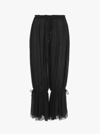 Pantaloni corti fluidi in charmeuse di seta e pizzo Pantaloni corti fluidi in charmeuse di seta e pizzo