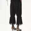 Pantaloni corti fluidi in charmeuse di seta e pizzo Pantaloni corti fluidi in charmeuse di seta e pizzo