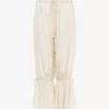 Pantaloni corti fluidi in seta pongé lavata e pizzo Pantaloni corti fluidi in seta pongé lavata e pizzo