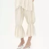 Pantaloni corti fluidi in seta pongé lavata e pizzo Pantaloni corti fluidi in seta pongé lavata e pizzo