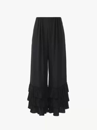 Pantaloni fluidi a gamba larga in crêpe de chine