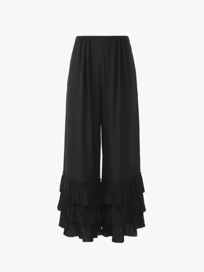 Pantaloni fluidi a gamba larga in crêpe de chine Pantaloni fluidi a gamba larga in crêpe de chine