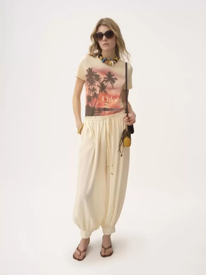 Pantaloni fluidi cropped in crêpe de chine Pantaloni fluidi cropped in crêpe de chine