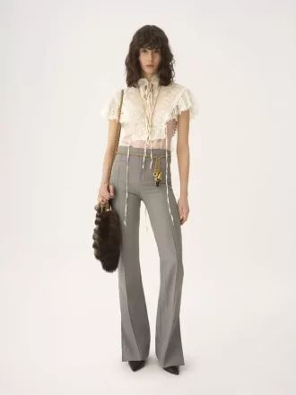Pantaloni sartoriali in lana chiné