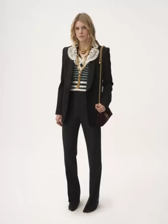 Pantaloni sartoriali maschili in lana grain de poudre